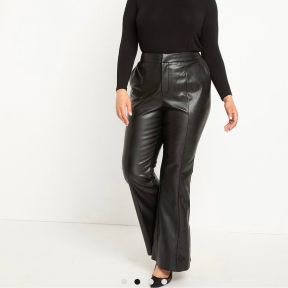 NWT ELOQUII Plus Size Faux Leather Flare Leg Trouser - Picture 2 of 6